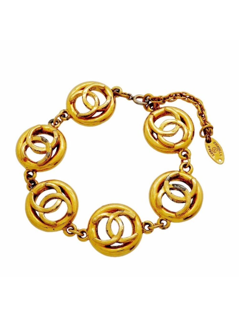 Chanel Bracelet Vintage CC Logo Round Circle Gold Plated